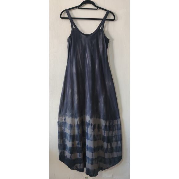 Athleta Maxi Dress Tie-Dye Black High-Low Size Small Sleeveless Inner Bra - Picture 2 of 6